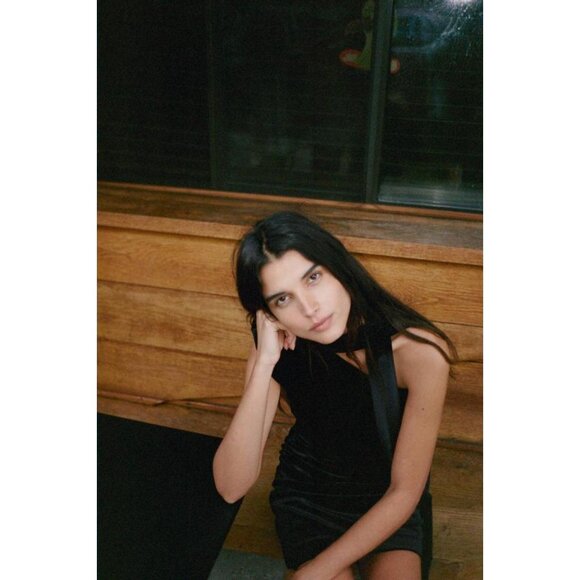 ZARA SHORT VELVET SCARF DRESS - Picture 5 of 8